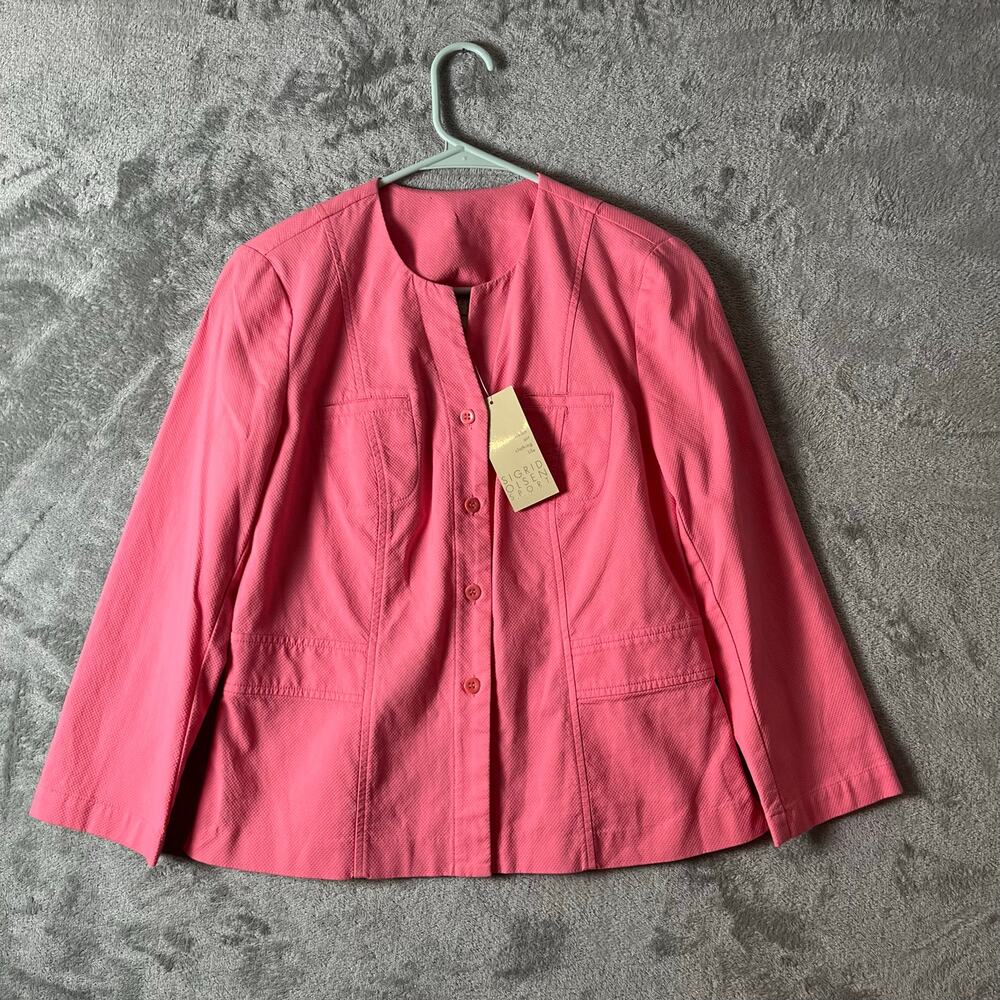 Sigrid Olsen Pink Textured‎ Blazer Jacket Button Front Lightweight Career SM New
